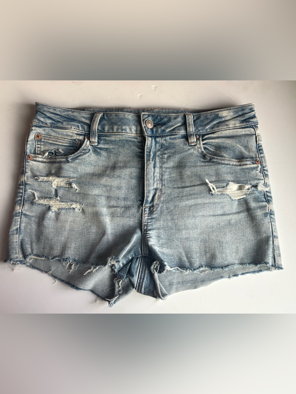 American Eagle Outfitters Light Wash Distressed Denim Cutoff Shorts